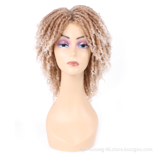Afro Glueless Wholesale Vendors Freetress Twist Bob Cut Cheap African Short Blonde Synthetic Hair Braid Wigs For Women
